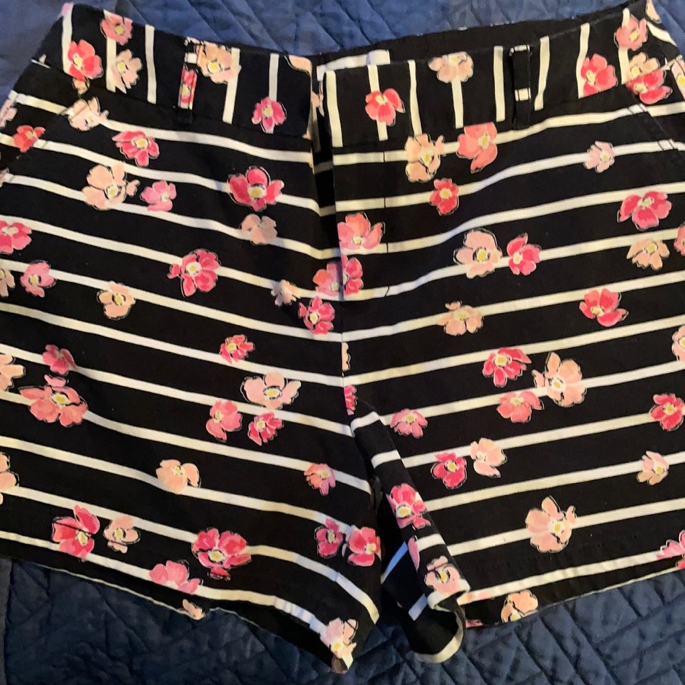 Black with pink floral print shorts